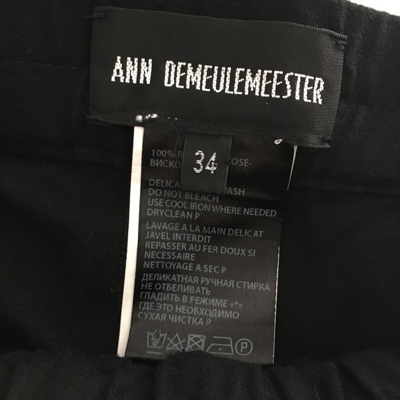 ANN DEMEULEMEESTER Black Wide Slit Leg Drapey Viscose Pants 34 - Picture 6 of 7